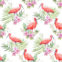 Naklejka premium Watercolor tropical pattern