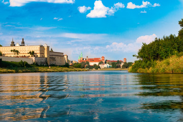 Krakow. Poland. Wawel on the river. Castle, the cathedral and the tomb of Polish kings. Summer. 