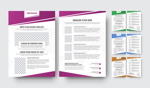  Templates of the front and back pages of the flyer with gradient elements