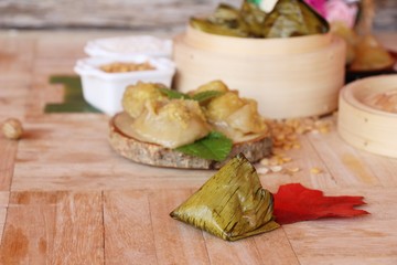 Stuffed dough pyramid dessert is delicious ( Kanom Tien)