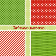 Festive retro Christmas patterns in traditional colors