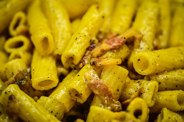 italian pasta close up - carbonara, sea food, bolognese