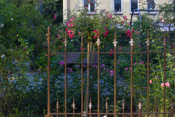 fences and gazebo in historical city
