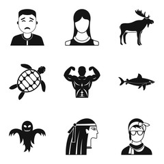 Personality icons set, simple style