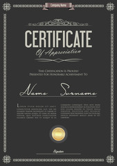 Certificate or diploma retro template