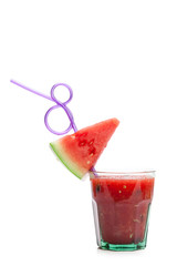Watermelon drink in glasses with slice