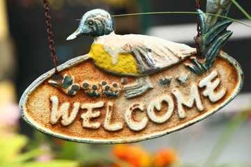 Symbolize welcome on background with the nature