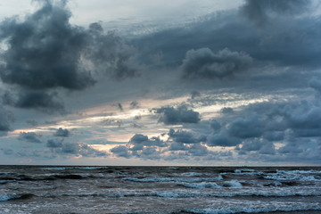Evening clouds over Baltic sea.