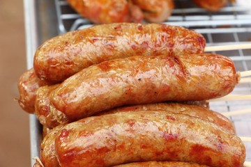 Grilled sausage asia is delicious in market