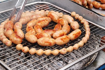 Grilled sausage asia is delicious in market