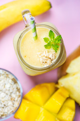 Mango, Banana, Pineapple and Oatmeal Smoothie in the Jar