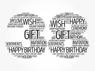Happy 38th birthday word cloud collage concept