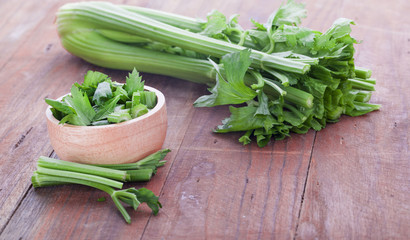 Celery On a wooden background