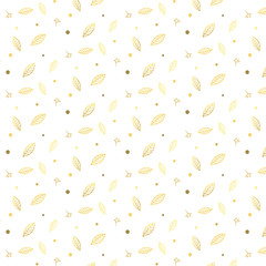 Gold seamless pattern of leaf flowers vector