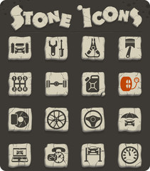 car service stone icon set