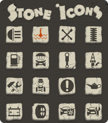 car service stone icon set