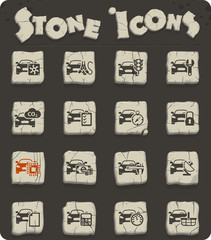 car service stone icon set