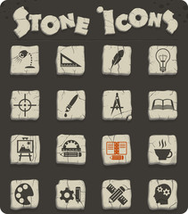 creative process stone icon set
