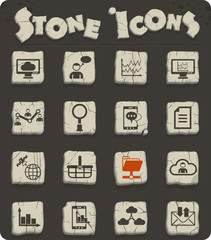 social network stone icon set