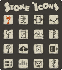 social network stone icon set