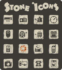 home appliances stone icon set
