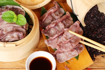 Chinese steamed dumpling with riceberry rice delicious