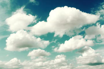 Green sky with clouds on a sunny day
