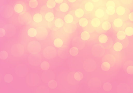 Abstract yellow bokeh light on soft pink background vector illustration.
