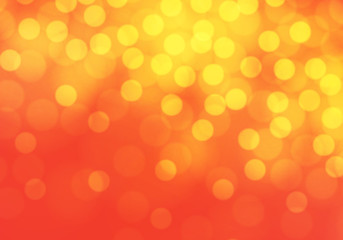 Abstract yellow bokeh light on red background vector illustration.