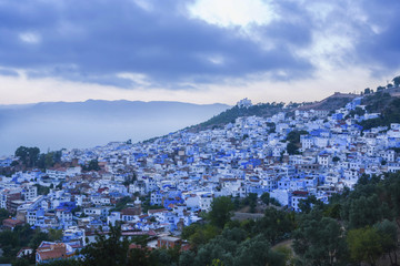 Panoramic view of blue city of Chefchaouen
