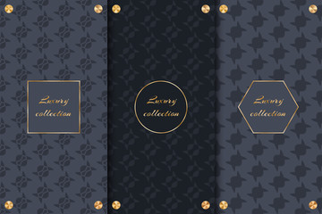 Fototapeta na wymiar A collection of dark backgrounds for the design of packaging luxury products with gold elements. Vector editable format 