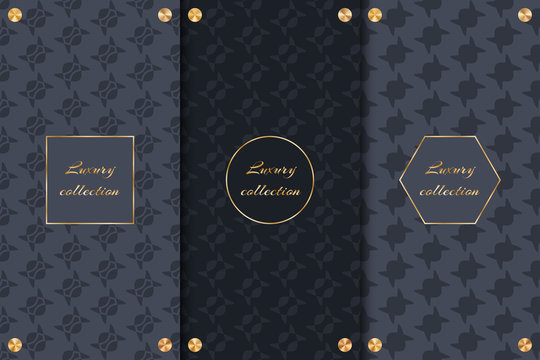 A collection of dark backgrounds for the design of packaging luxury products with gold elements. Vector editable format
