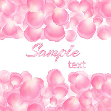 A festive romantic pattern with rose petals and a place for your text for congratulations.
