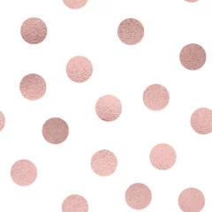 Papier Peint photo Lavable Polka dot Modèle sans couture d& 39 or rose avec des points sur un fond blanc