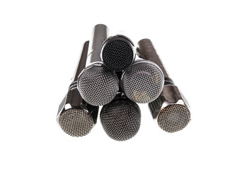 microphones on white isolated background