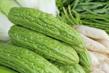 Bitter melon gourd for cooking in market