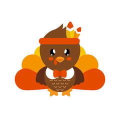 cute turkey vector with tie
