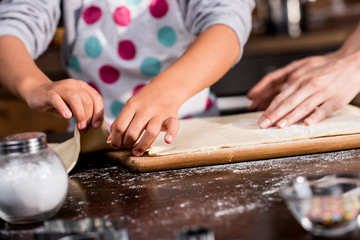 family cooking at home