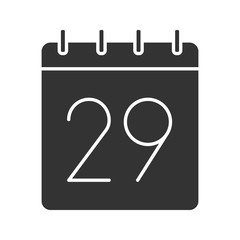 Twenty ninth day of month glyph icon