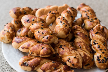 Turkish Salted Cookies with black cumin / Burgu Kurabiye.