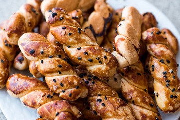 Turkish Salted Cookies with black cumin / Burgu Kurabiye.