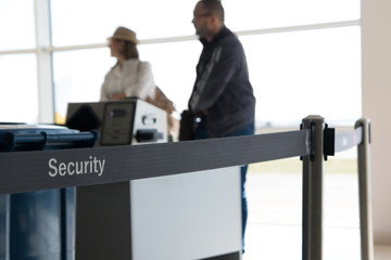 Security check of  luggage and  passengers in airport