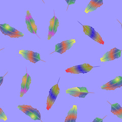 Fototapeta premium Colorful Feathers Seamless Pattern