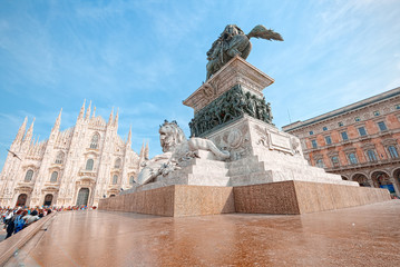 Milan, Piazza del Duomo and the monument to Vittorio Emanuele II