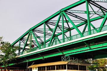 The Bridge steel structure is painted green color