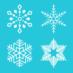 Fototapeta premium Set of vector snowflakes on blue background