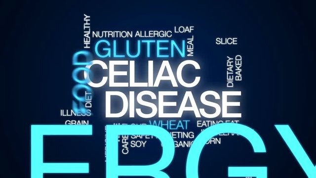 Celiac disease animated word cloud, text design animation.