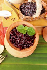 Cook black rice and raw organic riceberry rice