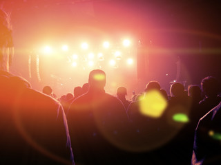 Concert crowd in front of a stage