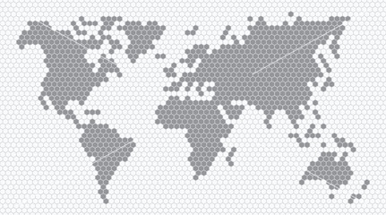 Naklejka premium Honeycomb world map (16:9)